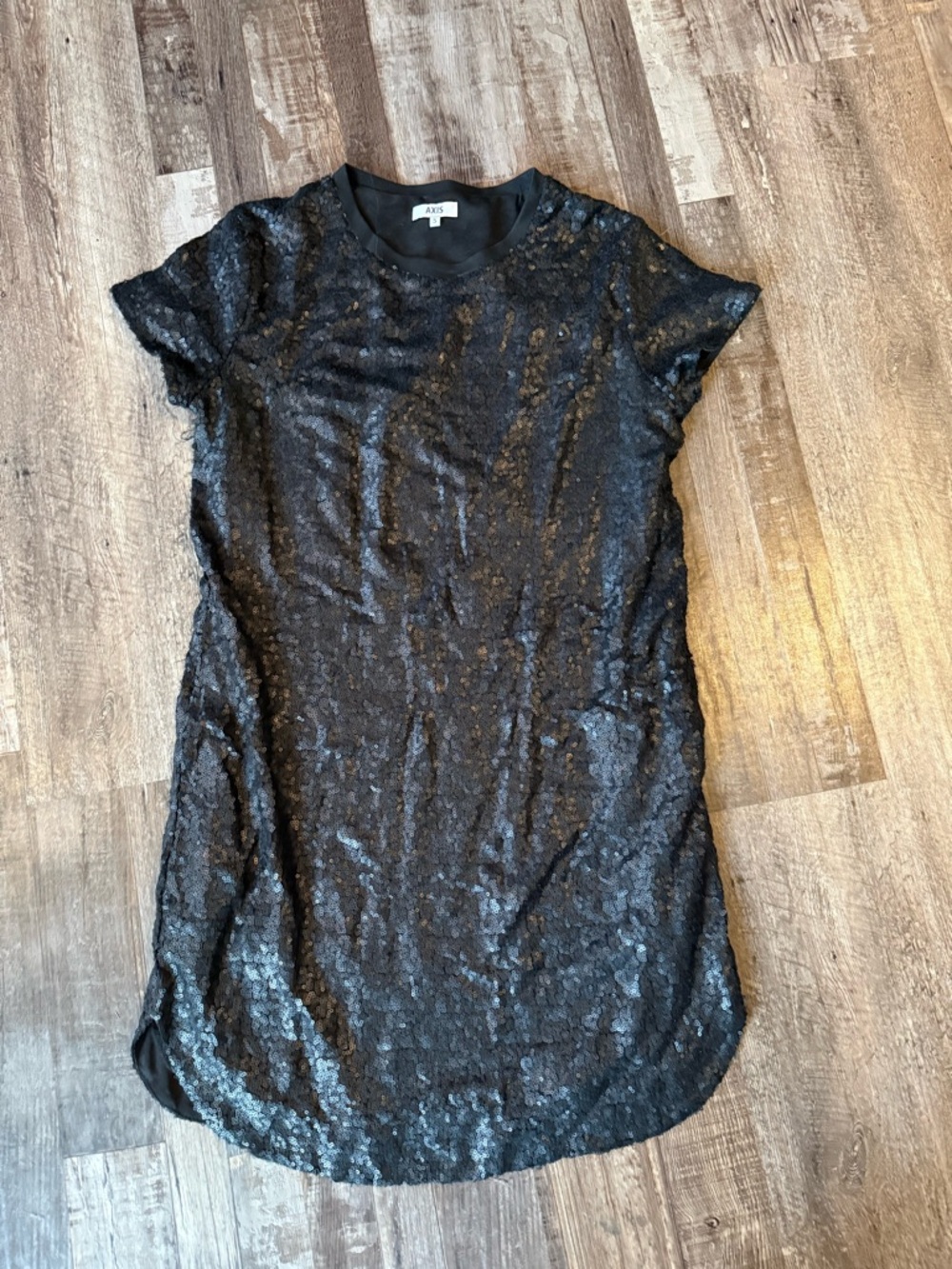 Black Sequin Short Sleeve Tunic Dress